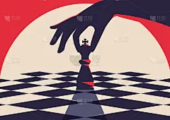 旗帜模板与手持棋子。