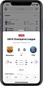 Iphone with live UEFA match statistics modal