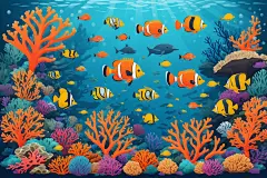 海床海底世界海洋馆插画图片