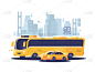 城市,巴士,黄色,汽车,城镇,交通,出租车,图像,发动机,运输