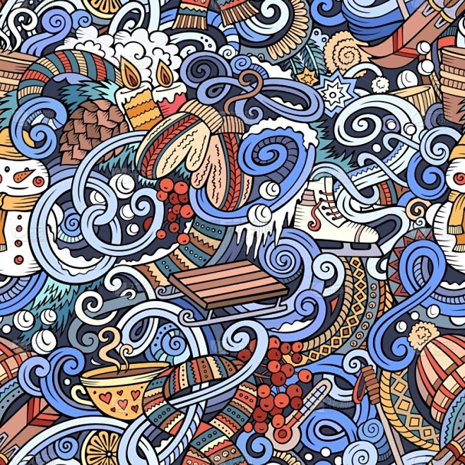 季节,冬天,乱画,四方连续纹样,动画片,...