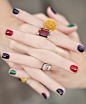 multi-colored nails 美甲