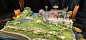 RuneScape Chronicle Grand Exchange, Lewis Labram : This landscape was inspired by the Grand Exchange, a popular location well known to RuneScape players.

https://www.rschronicle.com/