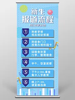 新生报到流程指引展架易拉宝海报宣传单
