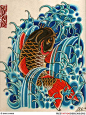40锦鲤鱼纹身|  日本和中国设计
