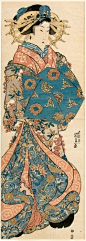 "Woman with Nanten Berries" by Kunisada, Japan