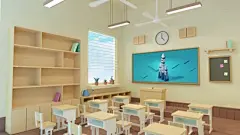 3D阳光教室书架书桌电脑桌面(动漫动态壁纸) - 动态壁纸下载 - 元气壁纸