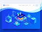 Block chain web（illustration） design 2.5d fish blue color miners pool wallets mine pool ethereum btc block chain graphic typography ui design dashboard logo hiwow banner web design illustration