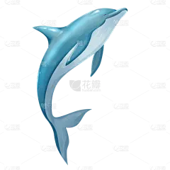 手绘-海洋生物元素-海豚