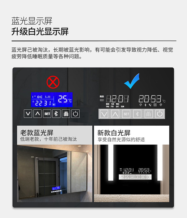 智能防雾浴室镜柜带led灯蓝牙音乐 挂墙...