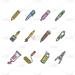 笔的图标集。向量