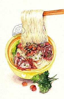 美食 食物 拉面 手绘 插画