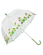 清新花朵图案透明长柄雨伞