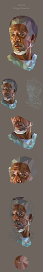 Morgan-Low Poly Portrait : Low Poly Portrait- Morgan Freeman