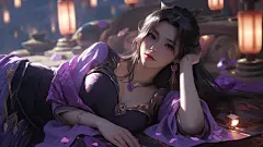 横屏电脑壁纸 紫色古韵美女 国漫女神无水印 ​​​​