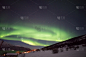 挪威,北极光,水平画幅,绿色,山,雪,无人,星星,雪山,摄影