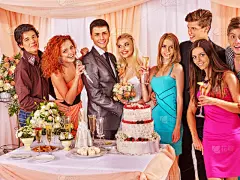 人群,婚礼,麦克风,水平画幅,蛋糕,伴侣,玫瑰,香槟,男性,婚姻