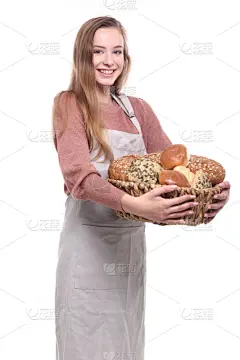 自然美,青年女人,验光师,商务,背景分离,面包,母亲,食品,肖像,女人