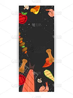 请柬,菜单,自助餐,烤肉架,计划书,牛排,肉,事件,垂直画幅,野餐