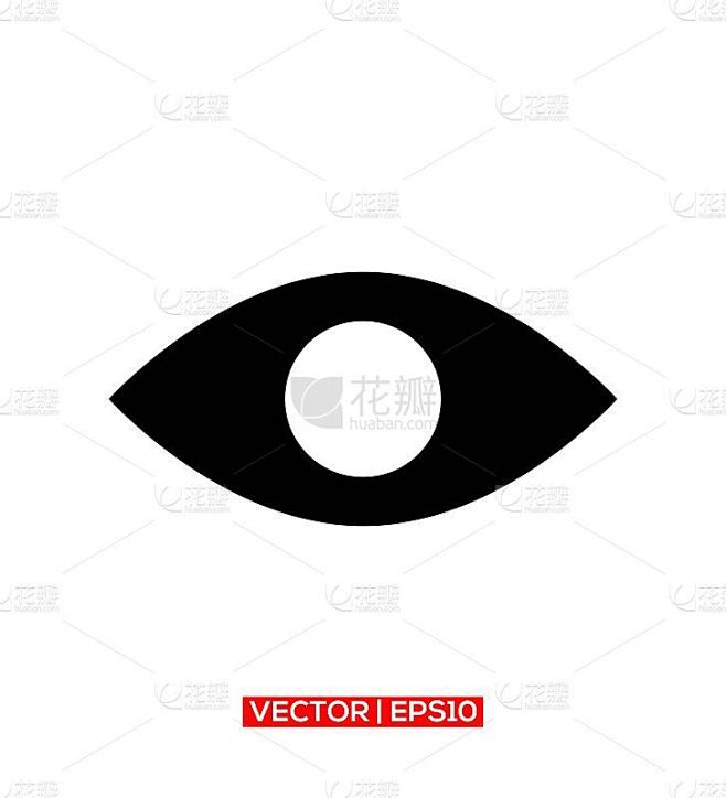 眼睛标志图标向量。可编辑的描边和颜色。