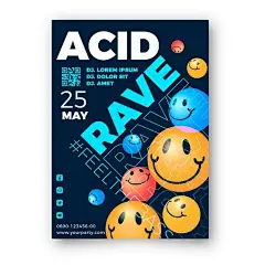 有趣的微笑表情包符号节日活动酸性海报单页版式排版平面设计模板矢量图设计素材