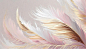 Photo there are two white and pink feathers on a white background generative ai