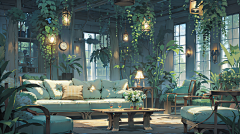 AI唯美室内场景素材 日系动漫室内场景背景插画图片 游戏美术资源