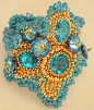 ~~Gold and Turquoise Beaded Cuff by Tina Hauer, I B Beading~~