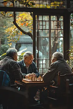 老人公益项目相伴下棋图片