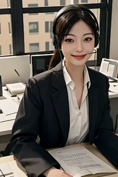 呼叫中心女性客服人物肖像摄影图