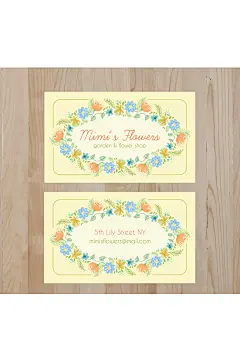 清新花卉装饰名片矢量素材