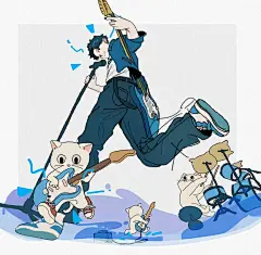 插画鉴赏NO.89｜清爽少年的爱猫日常 - 小红书