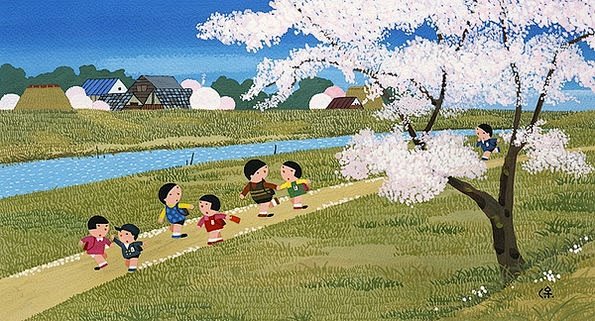 日本艺术家西口保的童趣四季创意插画作品