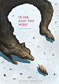 【插画】新西兰女插画师Phoebe Morris为动画短片《彼德与狼》所绘制的海报，巧妙的用狼的身体形成男孩的头部剪影，http://t.cn/8kCZegR。