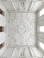 The plasterwork ceiling in the Entrance Hall at Clandon Park, Surrey. The ceiling is attributed to Giuseppe Artari.