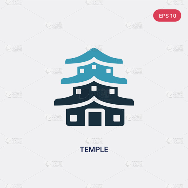 彩色图片,寺庙,图标,两个物体,概念,东方人,蓝色,名声,传统