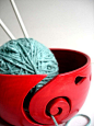 ByHand / Red Wheel Thrown Yarn Bowl by New Moon Studio