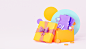 open-gift-box-surprise-with-tickets-summer-trade-event-concept-sale-summer-3d-rendering