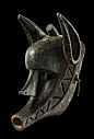 Africa | Hyaena mask "suruku" from the Bamana people of Mali | Wood, with a shiny dark brown patina