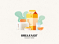 Breakfast milk food eat bread ps illustration breakfast