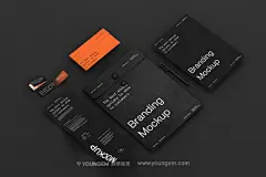 10款信封信纸名片文具档案袋封面品牌VI应用设计展示效果图ps样机下载_颜格视觉