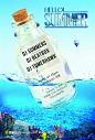 夏季漂流瓶创意清凉冰爽海洋促销海报