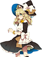 #东方project#
#雾雨魔理沙#
1girl black_dress blonde_hair bow braid dress flower flower_bracelet green_eyes hair_ribbon hat hat_bow hat_flower henki_(orange) kirisame_marisa long_hair looking_at_viewer looking_back puffy_sleeves ribbon sash shirt short_sleeves si