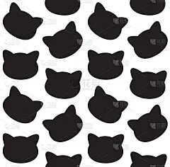 矢量无缝模式的扁猫头剪影