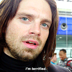 《美国队长3》蓝光花絮中的一些小片段~ 美队小电扇不离手，小蜘蛛在熟悉动作，喵殿讲解自己的战衣，“表情包”继续抢镜:“好怕，不造自己在干吗”   (mcavoys.tumblr)