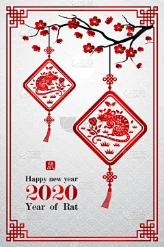 2020,春节,传统,贺卡,灯笼,中文,泰国,动物,中国,节日