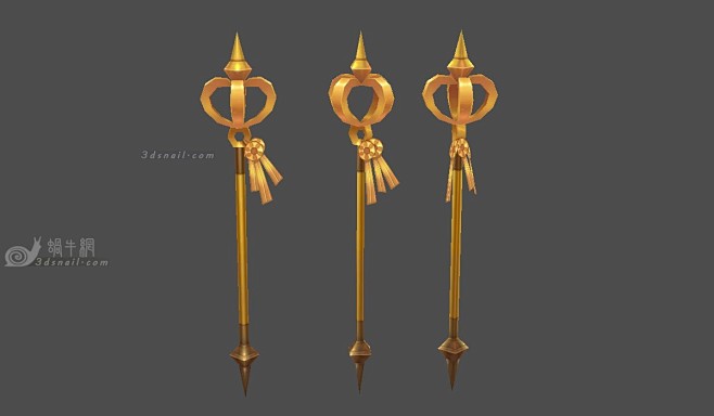 黄金杖，禅杖模型 - 武器/兵器 - 蜗牛模型网 - www.3dsnail.com