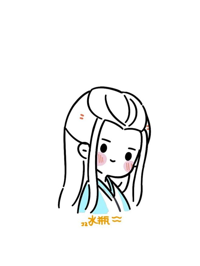 拖更已久的星座古风男生简笔画_简笔画_古...