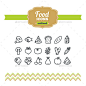 手绘食物图标——对象Hand Drawn Food Icons - Food Objects苹果、杏、甜菜、面包、胡萝卜、奶酪、樱桃、黄瓜、日记、莳萝、鱼、食物、水果、绿色、火腿、手绘,图标,柠檬,线,面包,肉,牛奶,蘑菇,轮廓,梨、象形图,番茄,矢量,蔬菜、西瓜 apple, apricot, beet, bread, carrot, cheese, cherry, cucumber, diary, dill, fish, food, fruit, green, ham, hand drawn, ico