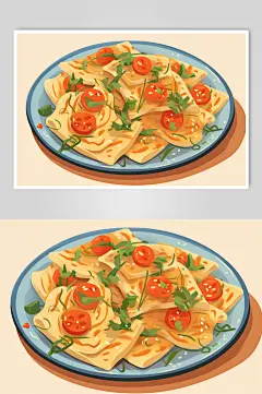 AI数字艺术美味的烤冷面插画-众图网
